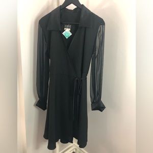 Vintage long sleeve black midi dress size 6